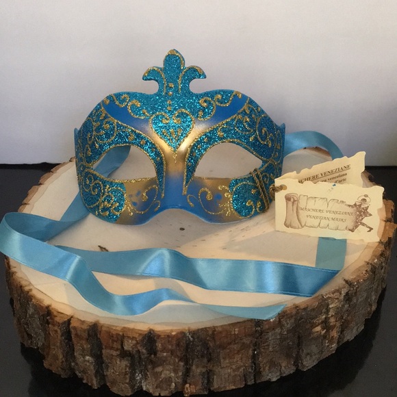 Regalmoda Accessories - Regalmoda Blue Glitter Venetian Mask